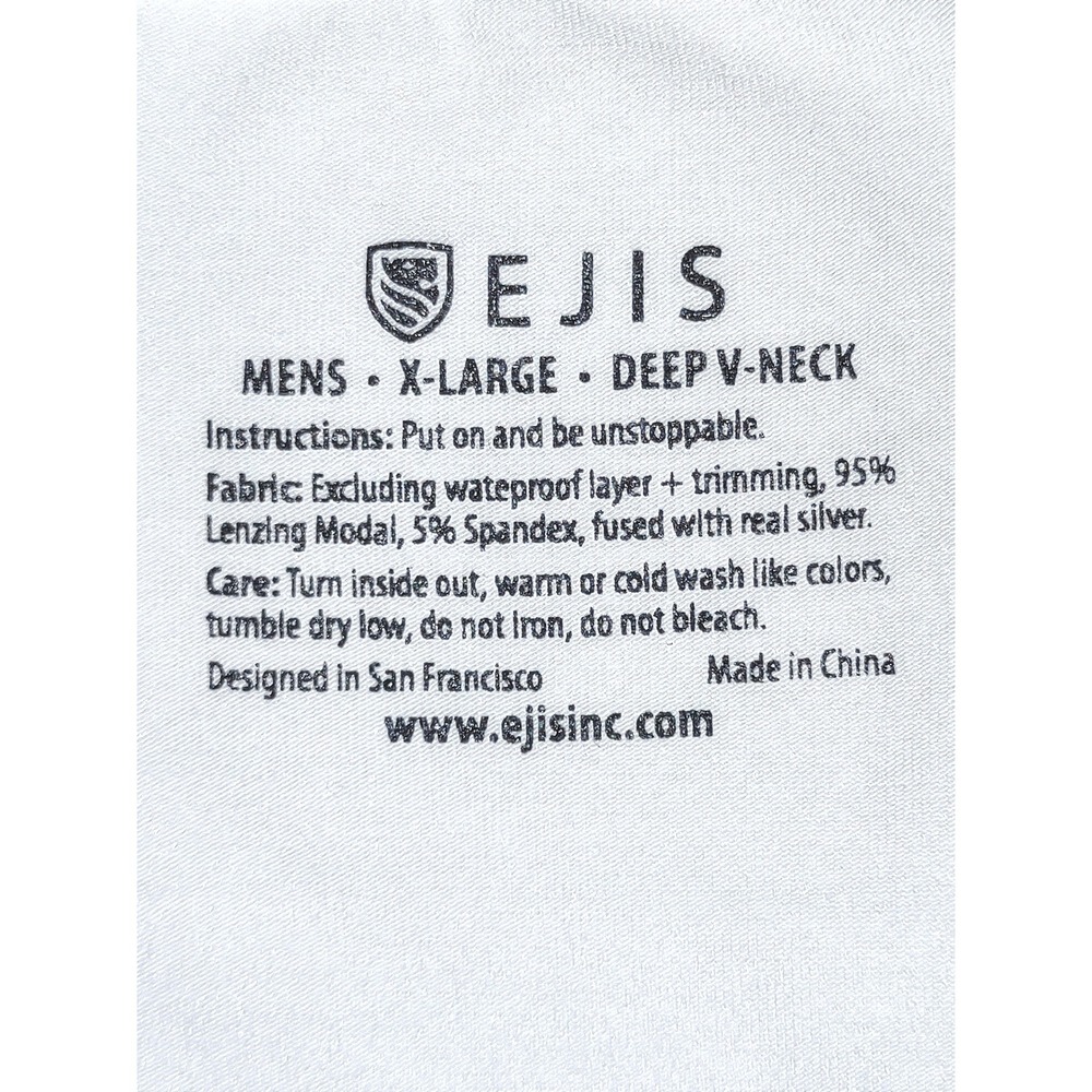 EJIS Mens‎ XL Undershirt White Sweat Proof Deep V-Neck Stain Protection - NWOT - Picture 6 of 8